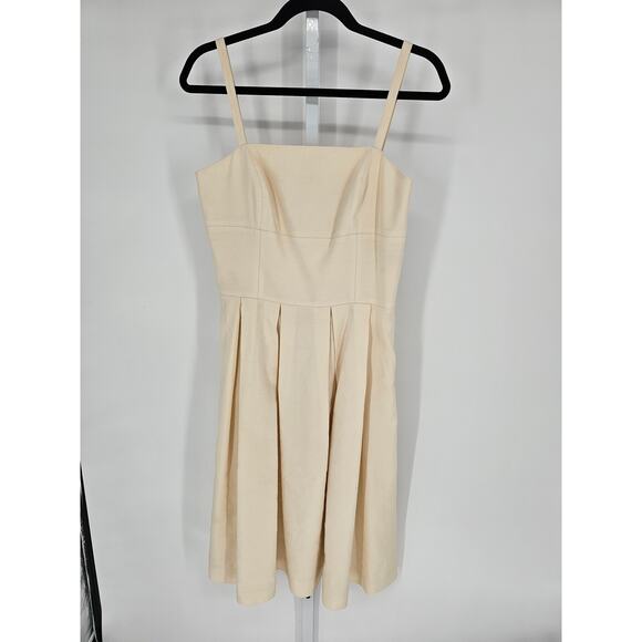 Talbots Women's Cream Sleeveless Strapless Casual Midi Dress Size 6 - Picture 1 of 4